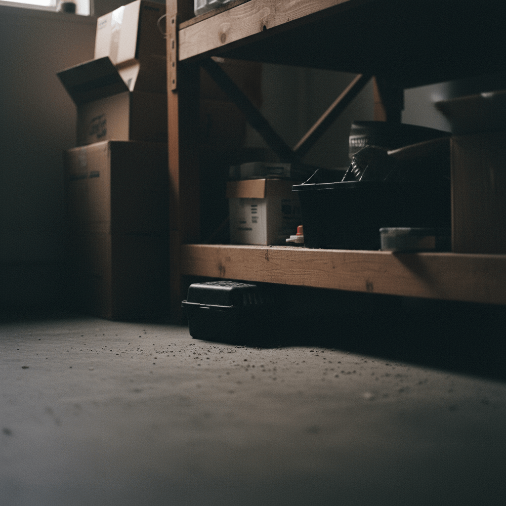 Unauffällige Köderbox im Lagerraum