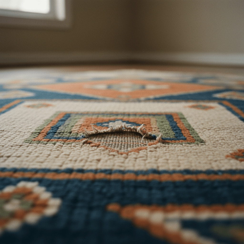 Beschädigter Teppich durch Käferbefall