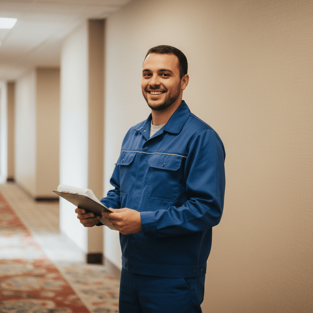 Techniker bereitet Bettwanzenbekämpfung vor Ort vor